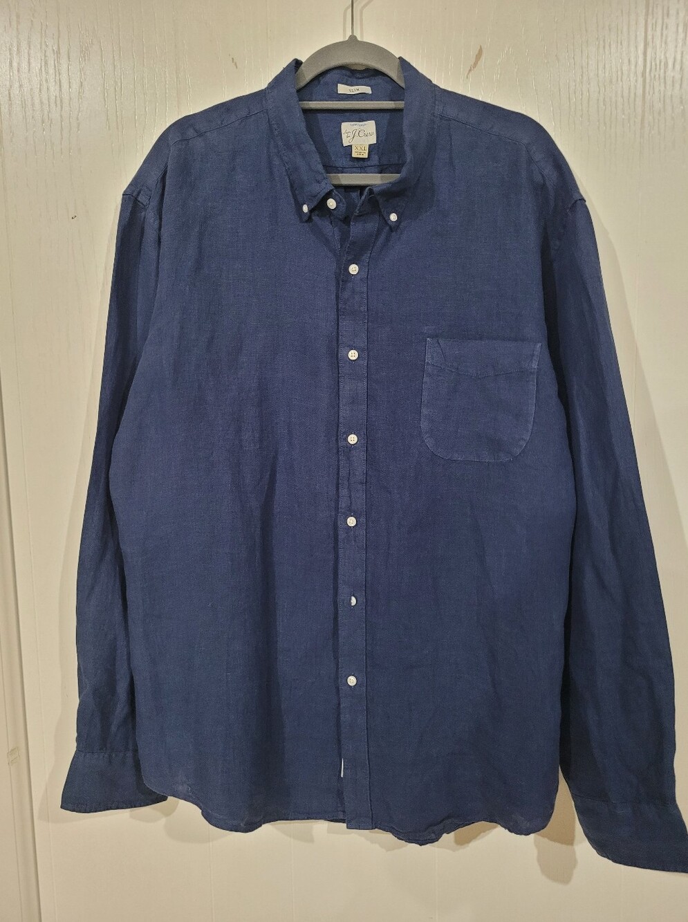 J. Crew Men's Baird McNutt Irish Linen Dark Blue L/S Button-Down Shirt Sz XXL
